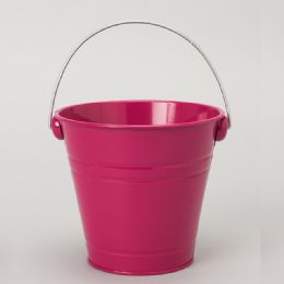 36 pieces Metal Pail Bucket Fuchsia - Party Novelties