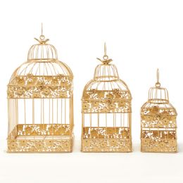 8 pieces Metal Square Hexagon Gold Wedding Birdcage 3pcs/seT- Gold - Wedding & Anniversary