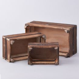 8 pieces Wooden Crates 3pc - set - Brown - Home Accessories