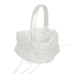 12 pieces Heart Wedding Basket With Pearl Accent - White - Wedding & Anniversary