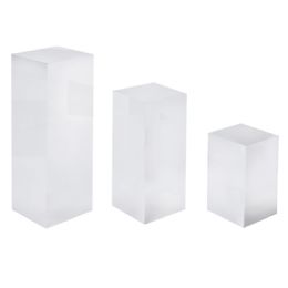 Silver Mirror Finish Acrylic Pedestal Risers 3pc/set - Party Center Pieces