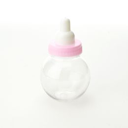 24 pieces Plastic Favor Baby Round Bottle 12pc/bag - Pink - Baby Shower