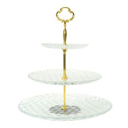 8 pieces Round Glass Treat Stand 3 Tier 13 inch - Party Center Pieces
