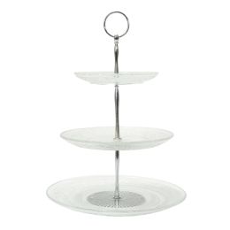 8 of Round Glass Treat Stand 3 Tier 13 inch