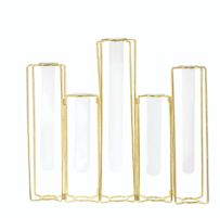 12 pieces Five Tube Vase With Metal Frame 12 inch - Party Center Pieces