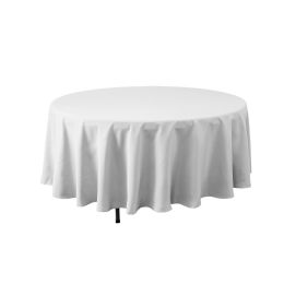 6 pieces Round Polyester Table Cover 120 inch - White - Table Cloth
