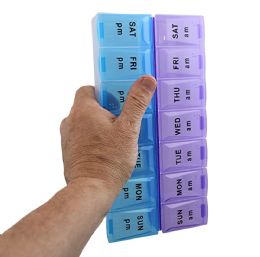 24 Wholesale Jumbo Extra Large 9" X 4.75" Pill Organizer 7 Day 2 Times A Day Weekly Pill Box Am Pm Pill Case