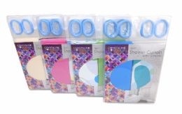 72 of 2 Pcs Shower Curtain 1 Printed & 1 Plain Design With 12 Pcs Hooks