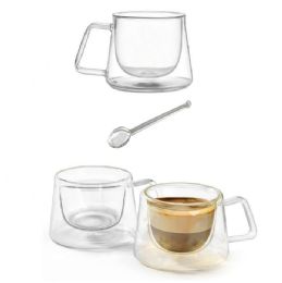 10 of 200 Ml Double Layer Drinking Cup With Stirrer Spoon