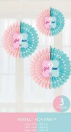 120 of Gender Reveal Themed Tissue Fans Set