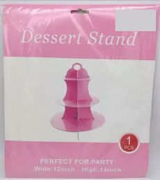 100 Sets Light Pink Party Dessert Stand 3 Layers - Party Accessory Sets