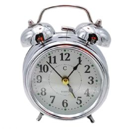 12 Pieces Vintage Silver Metal Table Alarm Clocks - Home Accessories