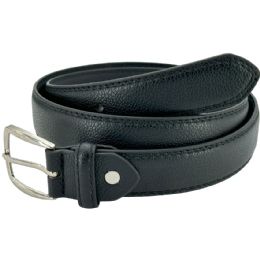 24 of Dress Belts Stitched Black Leather For Kids Mixed Sizes