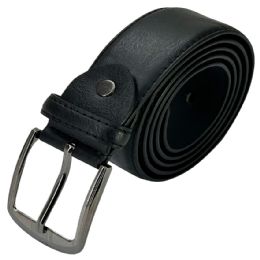 24 of Men's Leather Belt Classic Black Color Mixed Sizes