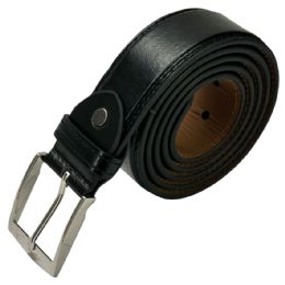 24 of Men's Leather Belt Classic Jet Black Mixed Sizes