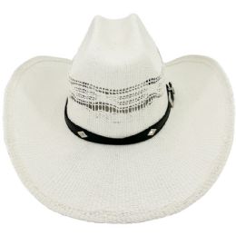 24 of White Cowboy Hats With Diamond Design Hatband - Cattleman Crown
