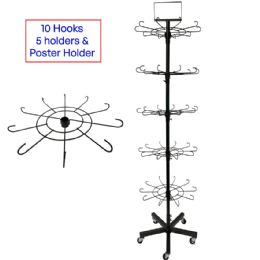 12 pieces 5-Tier Rotating Multipurpose Display Racks - 50 Hooks Store Displays - Storage & Organization