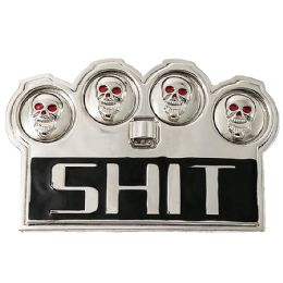 12 pieces Red Eyed Brass Knuckle Skull Belt Buckle - Belt Buckles