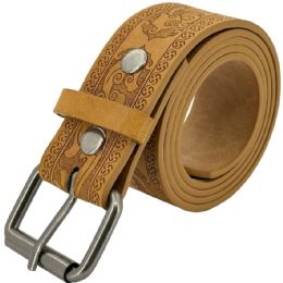24 of Light Brown Floral Engraved Western Belts