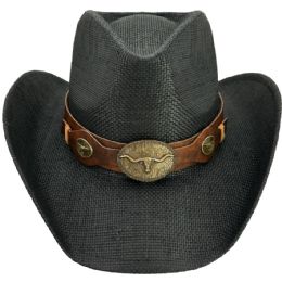 24 of Black Cowboy Hats With Quality Leather Band And Bull Buckle