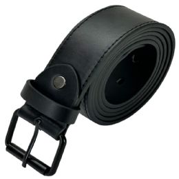 24 Pieces Belt For Men Plain Mat Black Leather Mixed Sizes - Mens Belts