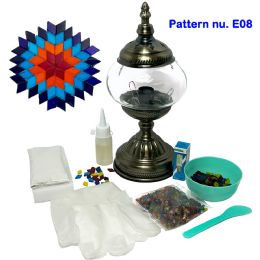 Diy Mosaic Lamp Set Hot'n Cold Flower Pattern On Round Ball Table Lamp