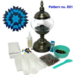 Diy Mosaic Lamp Set Midnight Blue Star Pattern On Round Ball Table Lamp