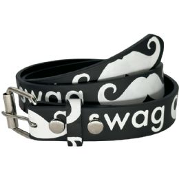 24 Pieces Belt Swag And Mustache On Black For Kids - Kid Belts