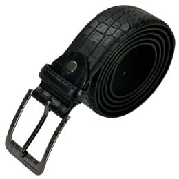 24 Pieces Dress Belt For Men Black Mamba Pattern Leather Mixed Sizes - Mens Belts