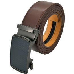 24 of Chocolate Brown Ratchet Belts No Hole Adjustable Slide Belts