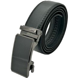 24 of Jet Black Ratchet Belts No Hole Adjustable Slide Belts