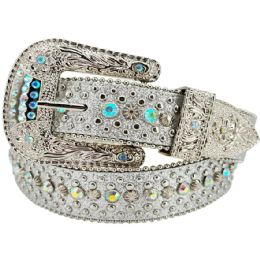 24 of Women's Rhinestone Belts - Silver Bling Design