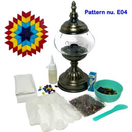 Diy Mosaic Lamp Set Fiery Petal Flower Pattern On Round Ball Table Lamp