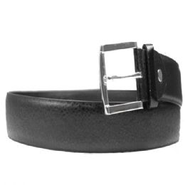 24 Pieces Plain Black Men Belts - Mens Belts