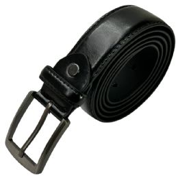 24 Pieces Leather Belt For Men Classic Pitch Black Mixed Sizes - Mens Belts