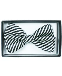 24 Pieces White Striped Bowtie - Neckties