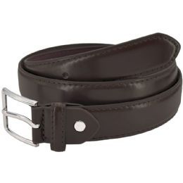 24 Pieces Dress Belts Stitched Brown Leather For Kids Mixed Sizes - Kid Belts
