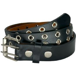 24 Pieces Studded Prong Belts For Kids Black Color - Kid Belts