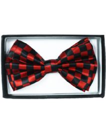24 Pieces Checkered Red Bowtie - Neckties