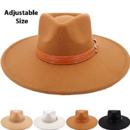 24 of Large Brim Wool Felt Leather Band Winter Hats For Women