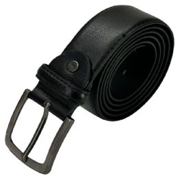 24 Pieces Men Belt Classic Plain Black Mixed Sizes - Mens Belts