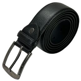 24 Pieces Belt For Men Black Leather With Moose Hide Pattern Mixed Sizes - Mens Belts