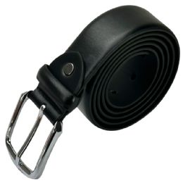 24 Pieces Mens Leather Belts Classic Carbon Black Mixed Sizes - Mens Belts