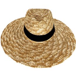 24 of Men's Summer Hat With Black Band - Quality Straw