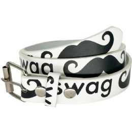 24 Pieces Belts Swag And Mustache On White For Kids - Kid Belts