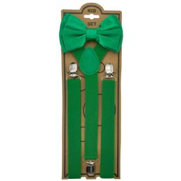 24 Pieces Adjustable Bowtie Suspender Sets For Kids Green - Suspenders