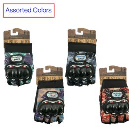24 Pieces Camo Fingerless Biker Gloves With Hard Knuckle - Working Gloves