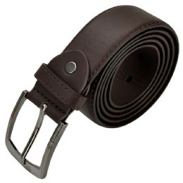 24 Pieces Dress Belt For Men Plain Mat Brown Leather Mixed Sizes - Mens Belts