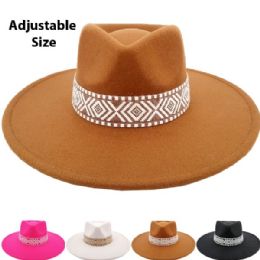 24 of Large Brim Wool Felt Native Band Winter Hats For Women