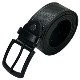 24 Pieces Belt For Men Black Leather With Dot Pattern Mixed Sizes - Mens Belts
